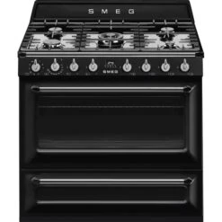 Smeg TR90BL2 - Cocina Línea Victoria En Color Negro 90x60cm 5 Fuegos De Gas
