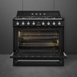 Smeg TR90BL2 - Cocina Línea Victoria En Color Negro 90x60cm 5 Fuegos De Gas -Electrodomésticos Outlet Tienda TR90BL2 2 600px