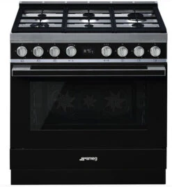 Smeg CPF9GPBL - Cocina Con PLaca De Gas Y Horno Eléctrico Clase A+ Negra