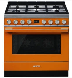 Smeg CPF9GPOR - Cocina Con PLaca De Gas Y Horno Eléctrico Clase A+ Naranja