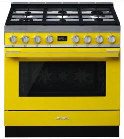 Smeg CPF9GPYW - Cocina Con PLaca De Gas Y Horno Eléctrico Clase A+ Amarilla