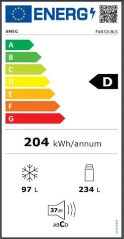 Smeg FAB32LBL5 - Frigorífico Combi 196,8x60,1cm 50's Style Clase D Negro -Electrodomésticos Outlet Tienda smeg fab32lbl5 frigorifico combi 196 8x60 1cm 50 s style d a negro 0058873