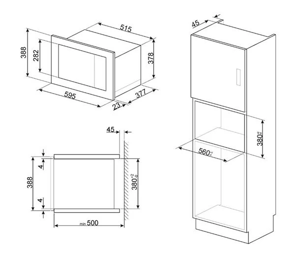Smeg FMI425X - Microondas Integrable 25 Litros Grill QuickStart Cristal Negro 4 Smeg FMI425X - Microondas Integrable 25 Litros Grill QuickStart Cristal Negro - Imagen 4