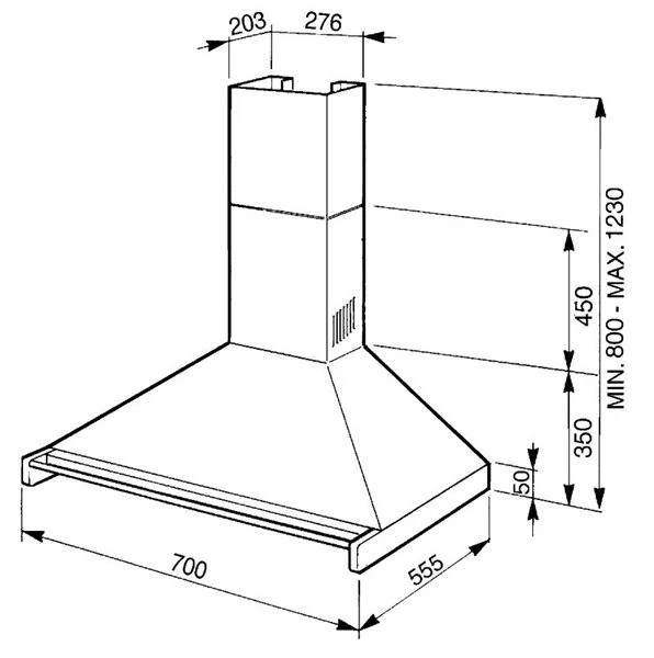 Smeg KD70XE - Campana Decorativa De Pared 70 Cm Clase A Acero Inoxidable 2 Smeg KD70XE - Campana Decorativa De Pared 70 Cm Clase A Acero Inoxidable - Imagen 2