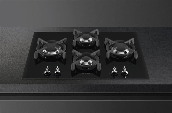 Smeg PV364LCN - Placa De Gas Natural 65 Cm 4 Fuegos Cristal Negro 2 Smeg PV364LCN - Placa De Gas Natural 65 Cm 4 Fuegos Cristal Negro - Imagen 2