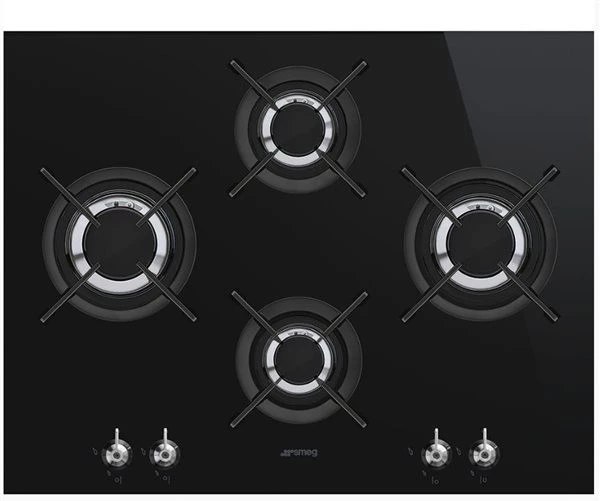 Smeg PV364LCN - Placa De Gas Natural 65 Cm 4 Fuegos Cristal Negro 1 Smeg PV364LCN - Placa De Gas Natural 65 Cm 4 Fuegos Cristal Negro