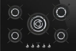 Smeg PV375CN - Encimera Gas 75cm 5 Zonas Línea Clásica Cristal Negro