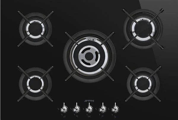 Smeg PV375CN - Encimera Gas 75cm 5 Zonas Línea Clásica Cristal Negro 1 Smeg PV375CN - Encimera Gas 75cm 5 Zonas Línea Clásica Cristal Negro