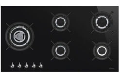 Smeg PV395LCN - Placa De Gas Natural 90 Cm 5 Fuegos Cristal Negro