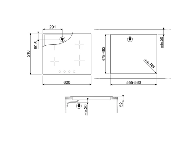 Smeg SI364BM - Placa De Inducción 60 Cm Cristal Negro Biselado 2 Smeg SI364BM - Placa De Inducción 60 Cm Cristal Negro Biselado - Imagen 2